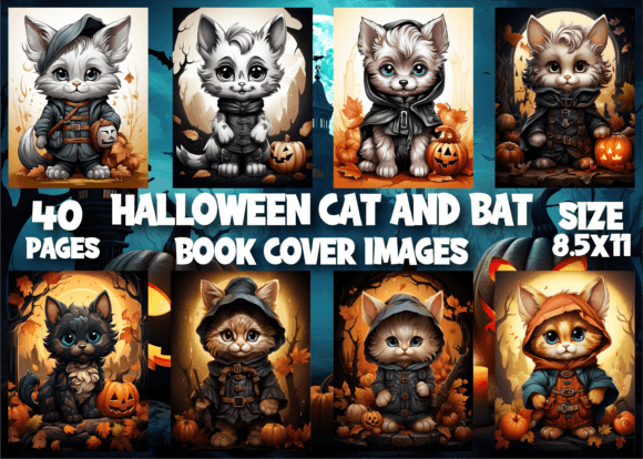 Halloween Cat and Bat Cover Images: Whimsical Fun