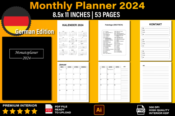 Monthly Planner 2024 German KDP Interior