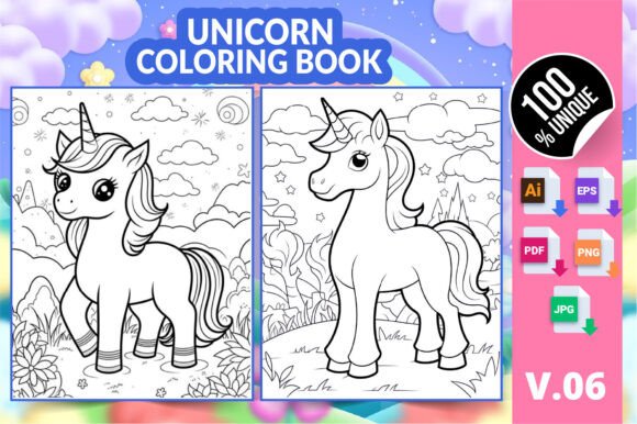 Unicorn Coloring Book KDP Interior V06: A Ready-Made Digital Asset for Creative Publishing and So Much More